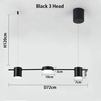 Lustre LED de luxe en métal allongé | Marco Lucetti Noir - 3 lampes / Chaude