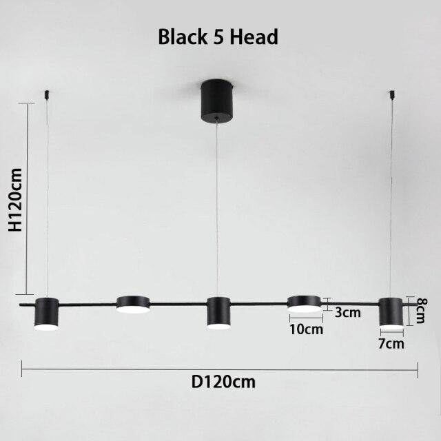 Lustre LED de luxe en métal allongé | Marco Lucetti Noir - 5 lampes / Froide