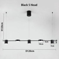 Lustre LED de luxe en métal allongé | Marco Lucetti Noir - 5 lampes / Froide