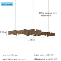 Lustre LED de Luxe. | Marco Lucetti Grain de bois 125cm / Champagne or / Lumière chaude