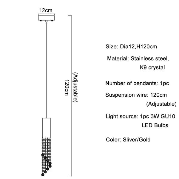 Lustre LED de Luxe Moderne en Cristal pour Escalier | Marco Lucetti 1 lumières / Lumière blanche