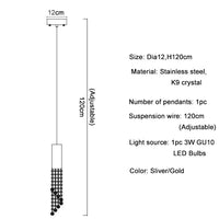 Lustre LED de Luxe Moderne en Cristal pour Escalier | Marco Lucetti 1 lumières / Lumière blanche