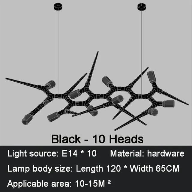 Lustre LED de Luxe Postmoderne pour Restaurants et Villas | Marco Lucetti L120cm(47in)10 ampoules / Intensité variable / Lumière blanche