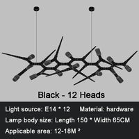 Lustre LED de Luxe Postmoderne pour Restaurants et Villas | Marco Lucetti L150cm(59in)12 ampoules / Intensité variable / Lumière blanche