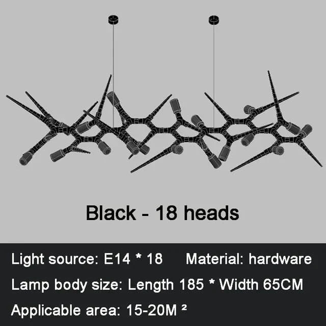 Lustre LED de Luxe Postmoderne pour Restaurants et Villas | Marco Lucetti L185cm(73in)18 ampoules / Intensité variable / Lumière blanche