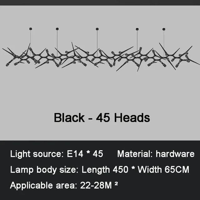 Lustre LED de Luxe Postmoderne pour Restaurants et Villas | Marco Lucetti L450cm(177in)45 ampoule / Intensité variable / Lumière blanche