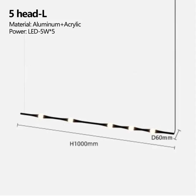 Lustre LED de Style Nordique Noir | Marco Lucetti 5 têtes-L / Blanc froid 6000K