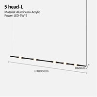 Lustre LED de Style Nordique Noir | Marco Lucetti 5 têtes-L / Blanc froid 6000K