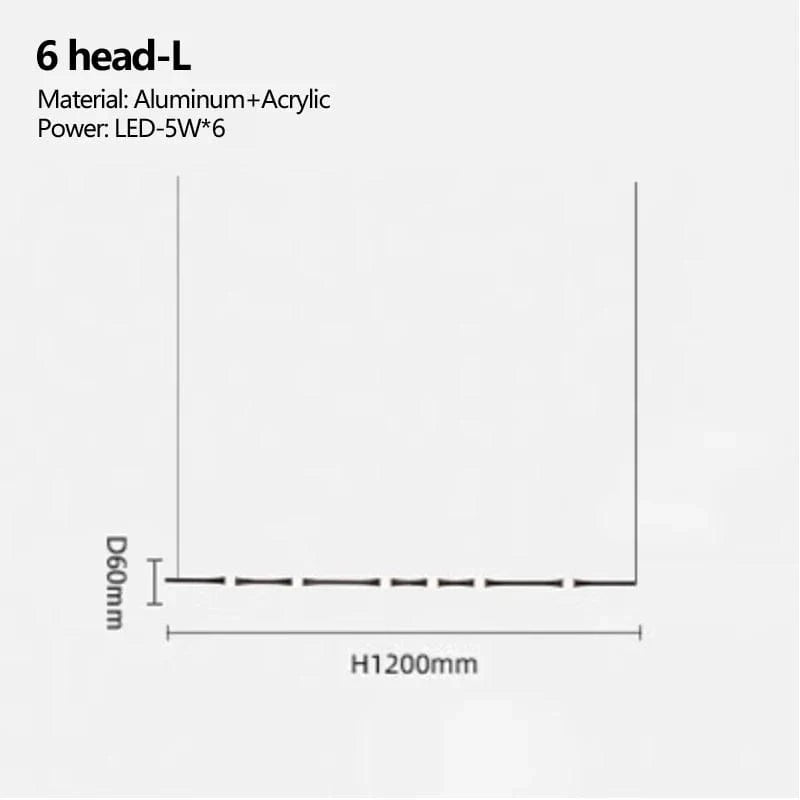 Lustre LED de Style Nordique Noir | Marco Lucetti 6 têtes-L / Lumière chaude 3000K