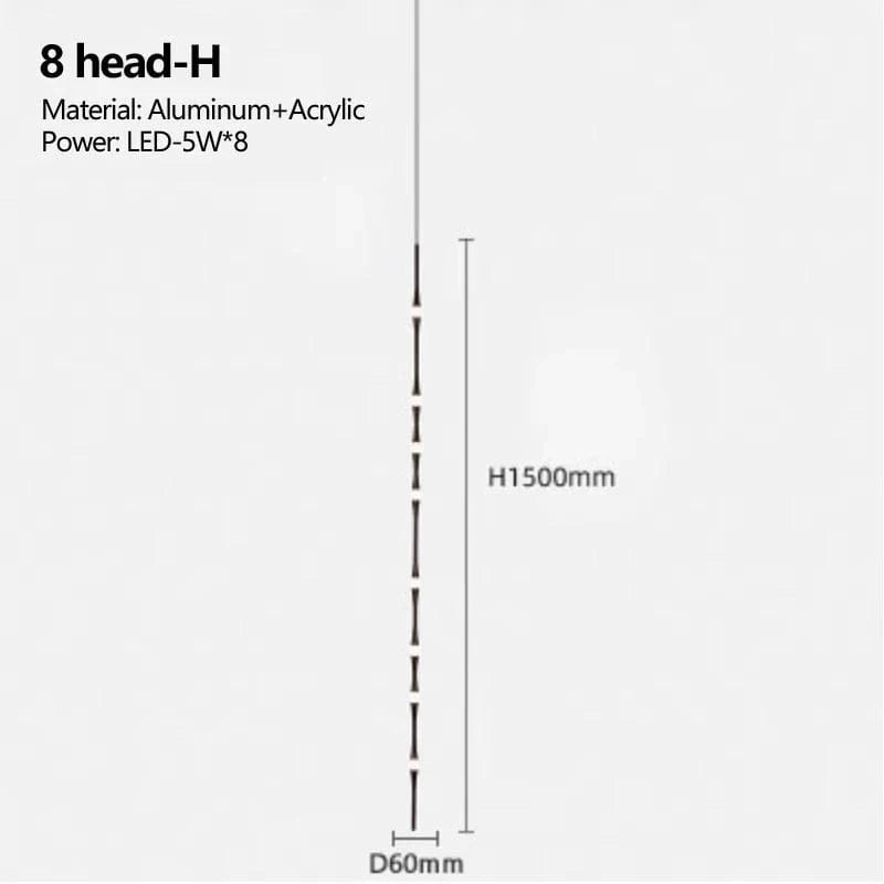 Lustre LED de Style Nordique Noir | Marco Lucetti 8 têtes-H / Blanc froid 6000K