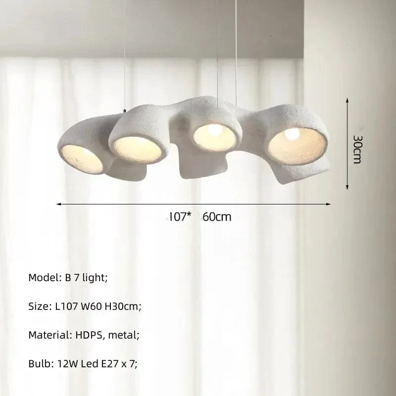 Lustre LED de style Wabi-Sabi japonais pour villa clubhouse duplex | Marco Lucetti Lumière B7 / 3 lumières interchangeables