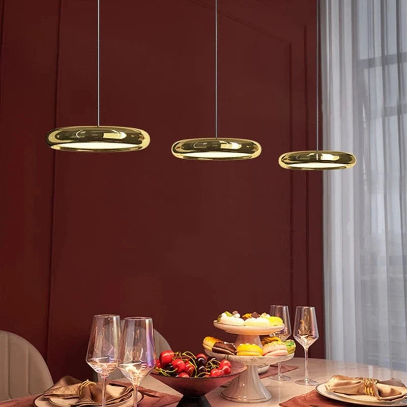 Lustre LED design en aluminium plaqué circulaire. | Marco Lucetti