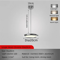 Lustre LED design en aluminium plaqué circulaire. | Marco Lucetti Chromé-20cm / Lumière chaude