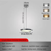 Lustre LED design en aluminium plaqué circulaire. | Marco Lucetti Chromé-30cm / Lumière froide