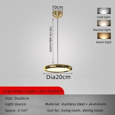 Lustre LED design en aluminium plaqué circulaire. | Marco Lucetti Cuivre -20cm / Lumière chaude