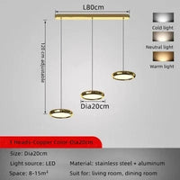 Lustre LED design en aluminium plaqué circulaire. | Marco Lucetti Cuivre -3 Têtes-20cm / Lumière chaude