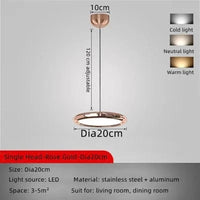 Lustre LED design en aluminium plaqué circulaire. | Marco Lucetti Or Rose-20cm / Lumière modifiable