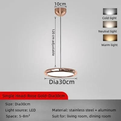 Lustre LED design en aluminium plaqué circulaire. | Marco Lucetti Or Rose-30cm / Lumière modifiable