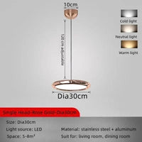 Lustre LED design en aluminium plaqué circulaire. | Marco Lucetti Or Rose-30cm / Lumière modifiable