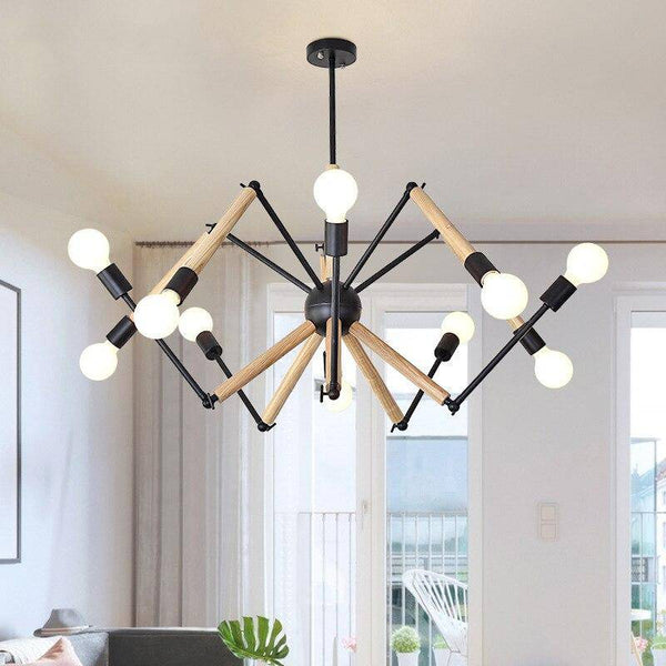 Lustre LED design en bois avec bras ajustables | Marco Lucetti