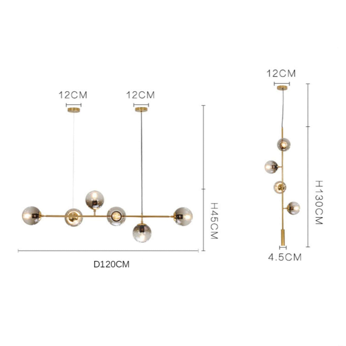 Lustre LED Design en métal avec boules en verre rétro | Marco Lucetti