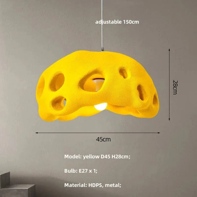 Lustre LED design en suspension nordique Wabi Sabi irrégulier | Marco Lucetti D45cm jaune / Lumière chaude 3000K