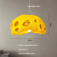 Lustre LED design en suspension nordique Wabi Sabi irrégulier | Marco Lucetti D45cm jaune / Lumière chaude 3000K