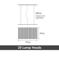 Lustre LED design Lucian - Baguettes métalliques ajustables | Marco Lucetti 20 ampoules - 97x47 cm / Noir / Dimmable