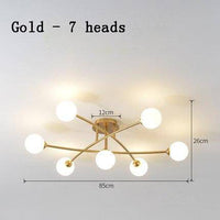 Lustre LED Design : Métal et Boules en Verre | Marco Lucetti Doré / 7 lampes