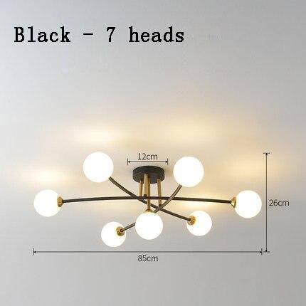 Lustre LED Design : Métal et Boules en Verre | Marco Lucetti Noir / 7 lampes