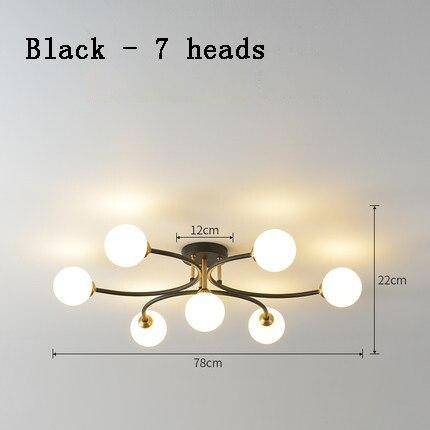 Lustre LED Design : Métal et Boules en Verre | Marco Lucetti Noir / 7 lampes B