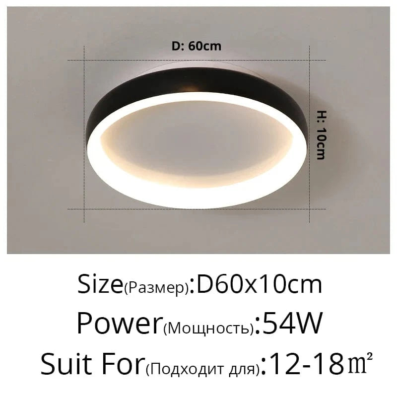 Lustre LED Design Moderne pour Éclairage Intérieur | Marco Lucetti Noir 54W 60x10cm / Luminosité variable