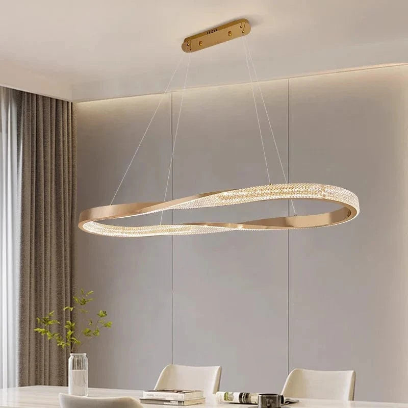 Lustre LED design moderne pour une décoration d'intérieur tendance | Marco Lucetti Or / Longueur 120cm / Blanc froid