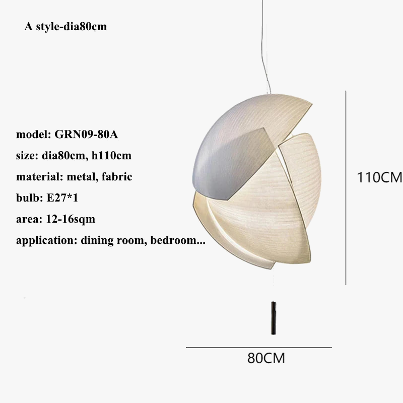 Lustre LED design moderne Wabi Sabi en tissu - éclairage décoratif