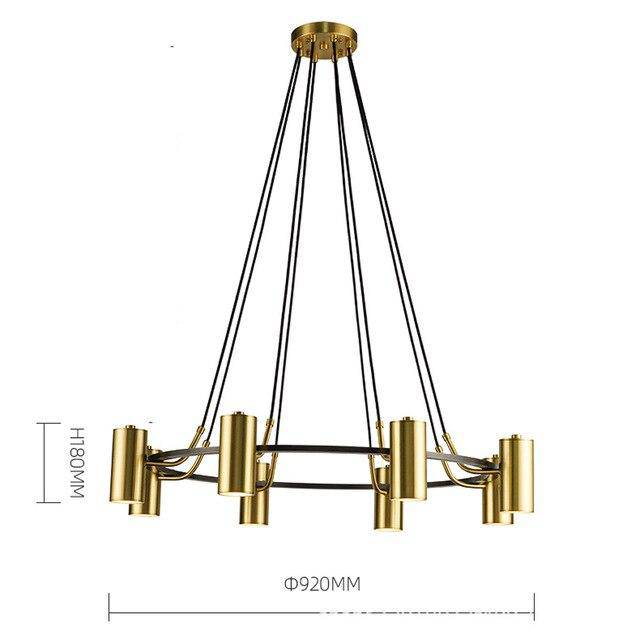 Lustre LED Design Noir et Or | Marco Lucetti 8 lampes