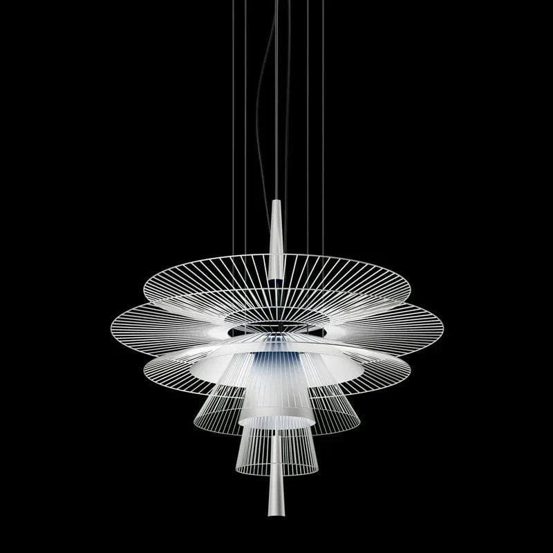Lustre LED design nordique pour tables de bar et décoration intérieure. | Marco Lucetti D68cm - Blanc / Lumière froide