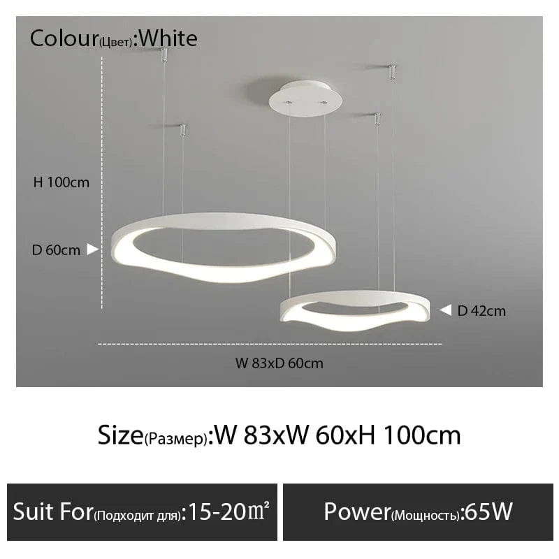 Lustre LED design nordique rond | Marco Lucetti Blanc D60 42cm 1 / Blanc chaud