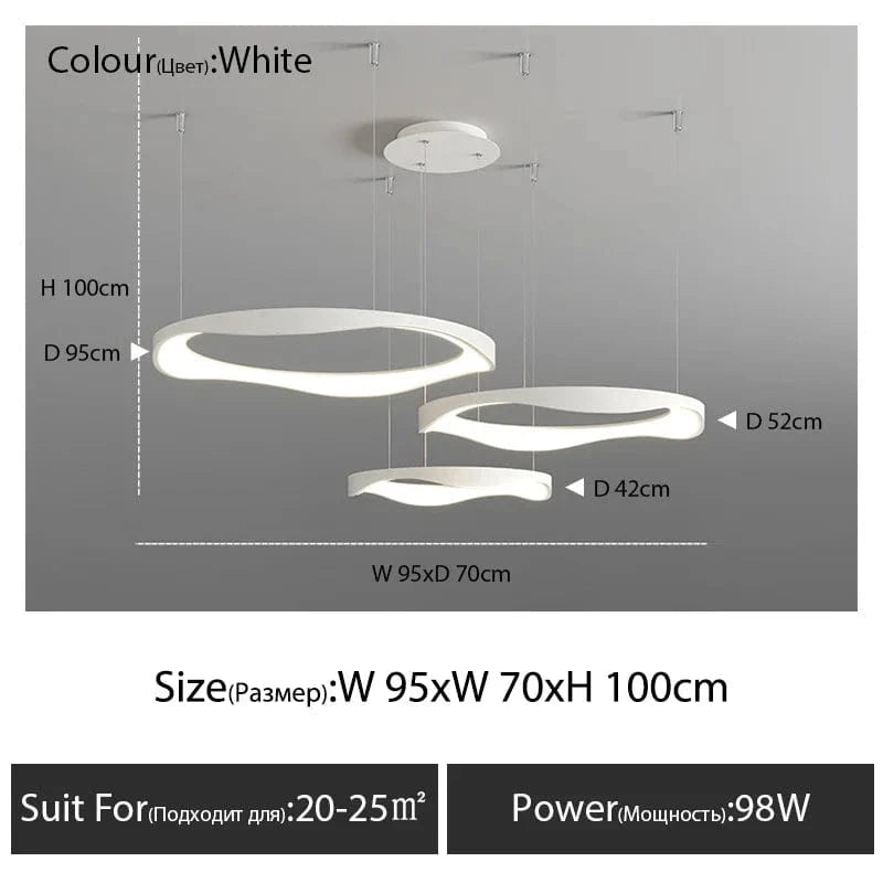 Lustre LED design nordique rond | Marco Lucetti Blanc D60 52 42cm / Blanc chaud