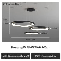 Lustre LED design nordique rond | Marco Lucetti Noir D60 52 42cm / Blanc chaud