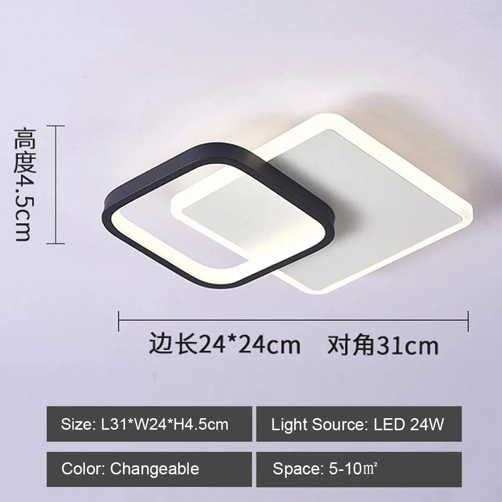 Lustre LED design pour allées - Noir & Blanc | Marco Lucetti Carré A Modifiable