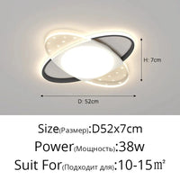 Lustre LED Design pour Chambre | Marco Lucetti C Noir D52cm / 3 couleurs sans télécommande