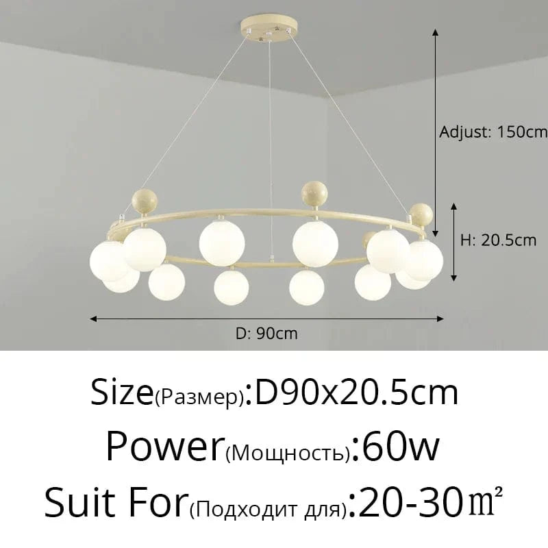 Lustre LED design pour décoration intérieure et cuisine | Marco Lucetti Beige 12 têtes / Blanc chaud