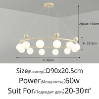 Lustre LED design pour décoration intérieure et cuisine | Marco Lucetti Beige 12 têtes / Blanc chaud