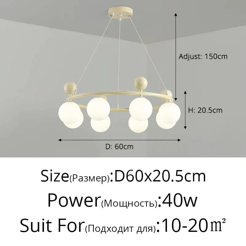 Lustre LED design pour décoration intérieure et cuisine | Marco Lucetti Beige 8 têtes / Blanc chaud