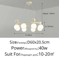 Lustre LED design pour décoration intérieure et cuisine | Marco Lucetti Beige 8 têtes / Blanc chaud