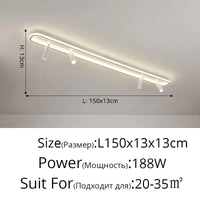 Lustre LED design pour éclairage intérieur gradation longue. | Marco Lucetti Blanc 4 têtes 150cm / 3 couleurs sans télécommande