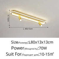 Lustre LED design pour éclairage intérieur gradation longue. | Marco Lucetti Or 2 têtes 80cm / 3 couleurs sans télécommande