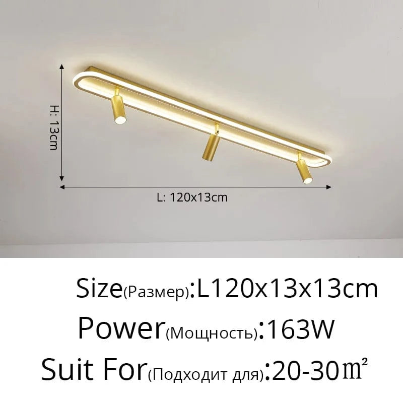 Lustre LED design pour éclairage intérieur gradation longue. | Marco Lucetti Or 3 têtes 120cm / 3 couleurs sans télécommande