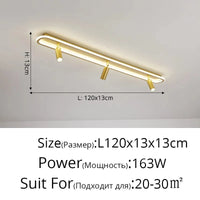 Lustre LED design pour éclairage intérieur gradation longue. | Marco Lucetti Or 3 têtes 120cm / 3 couleurs sans télécommande