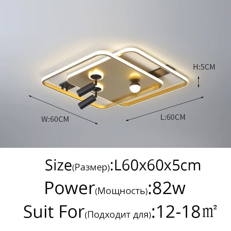 Lustre Led design pour salon chambre étude salle éclairage or noir lampes luminaires Dimmable - Lustre projecteur | Marco Lucetti